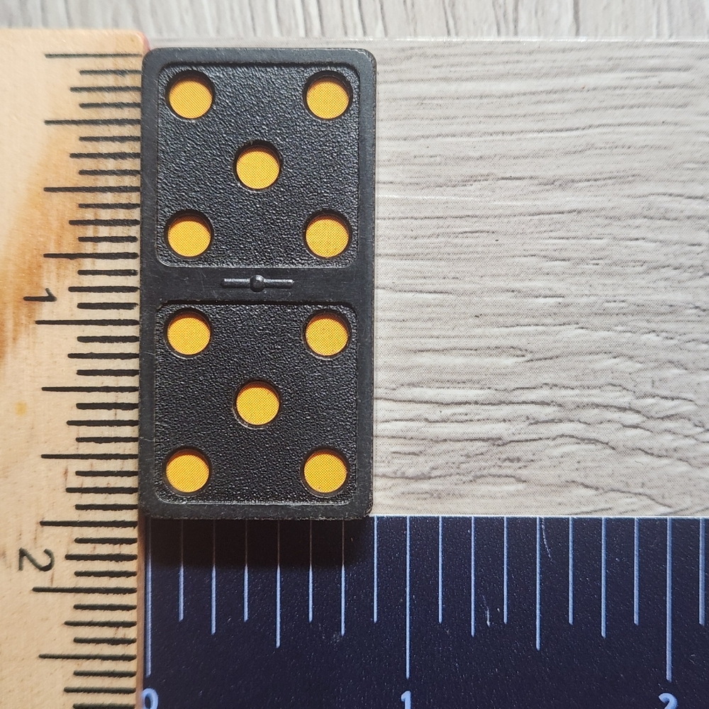 5:5 Vintage Whitman Replacement Domino Large Black Plastic Color Dots Dominoes